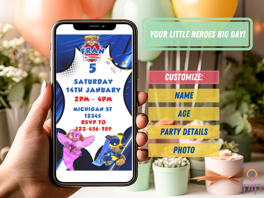 Mighty Pups Paw Patrol Invitation | Photo Video Invite | DIY or Done-For-You