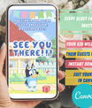 Bluey Pink Invitation with Photo | Video Invite | Instant Download or Done-For-You